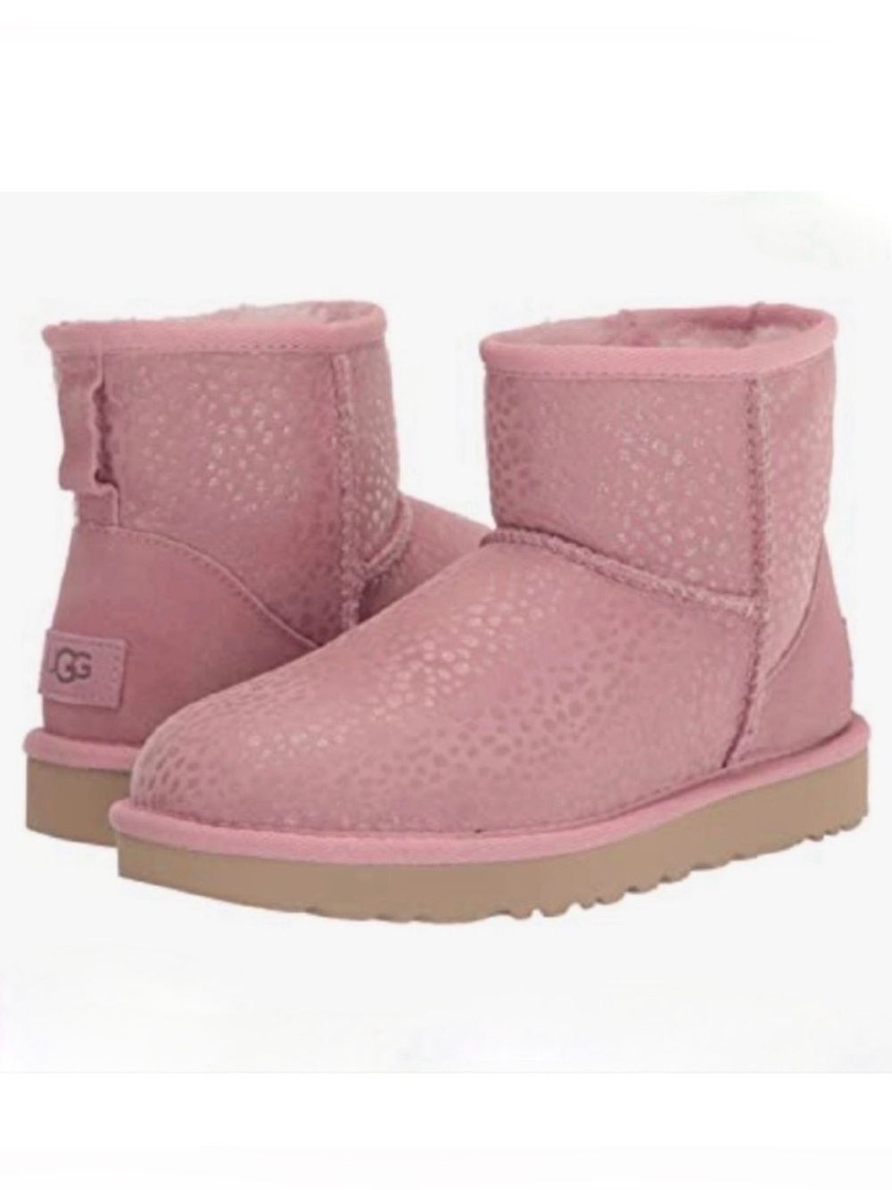 UGG Classic Mini Sparkle Spots Women’s Light Pink Boots Size 7 NEW